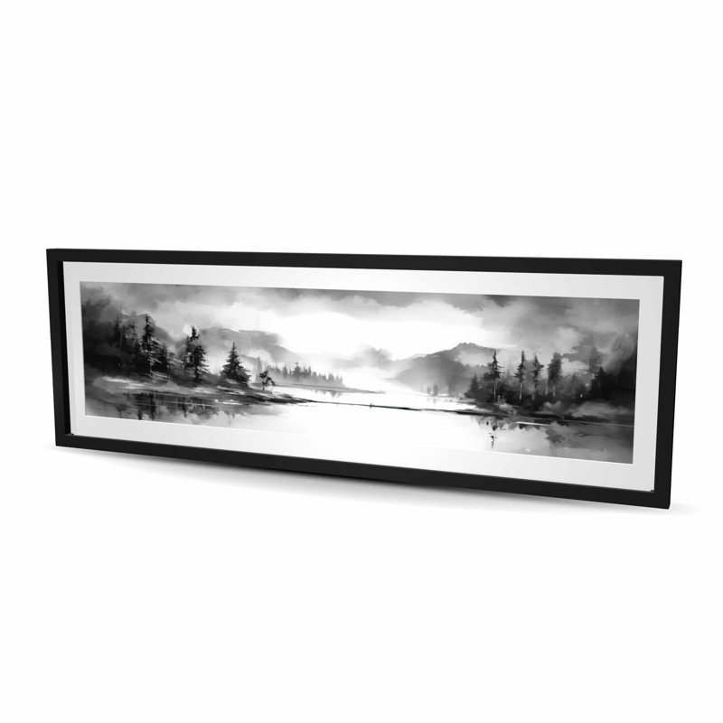 Au bord du lac - Reproduction matte encadrée d'arbres gris pour la décoration intérieure