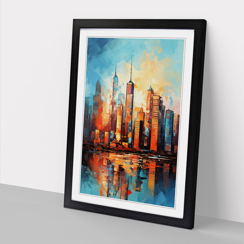 Skyline Gestural No.2 - Framed Print, 46cm H x 34cm W, Black Framed