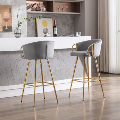 Deux tabourets de bar avec pieds en métal, tabouret de bar moderne pour la maison
