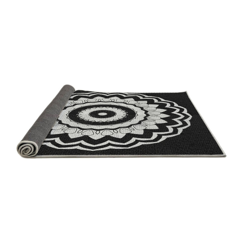 Tapis noir/gris tissé à la machine, Rectangle 4 pi x 6 pi