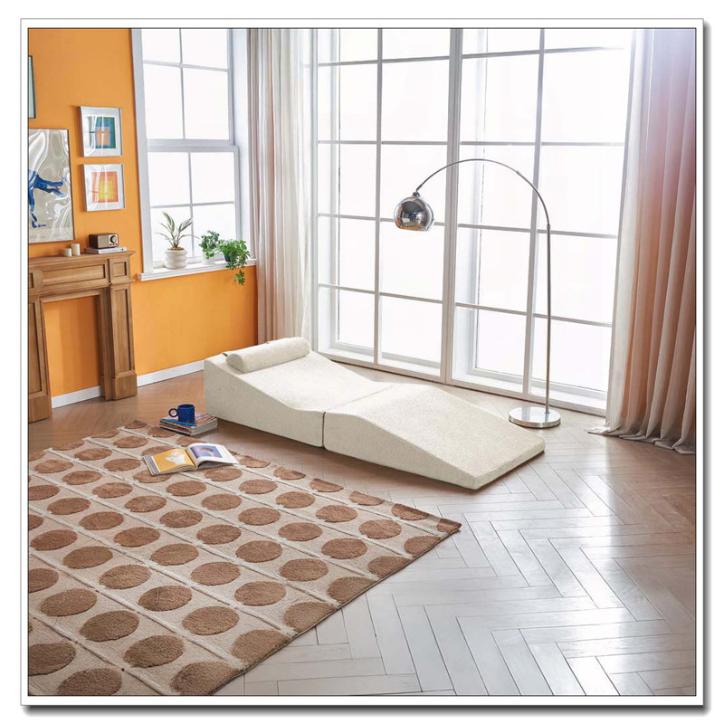 Chaise longue d'intérieur pliable et portable, Beige