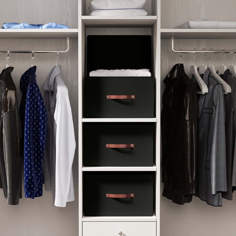 Ensemble de boîtes pliables en tissu, Noir, H 7,5 po x l 11,8 po x P 16,5 po