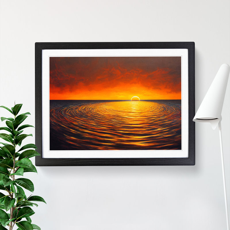 Fascinating Sunset Seascape - Framed Print, 25cm H x 34cm W x 2cm D, Black Framed