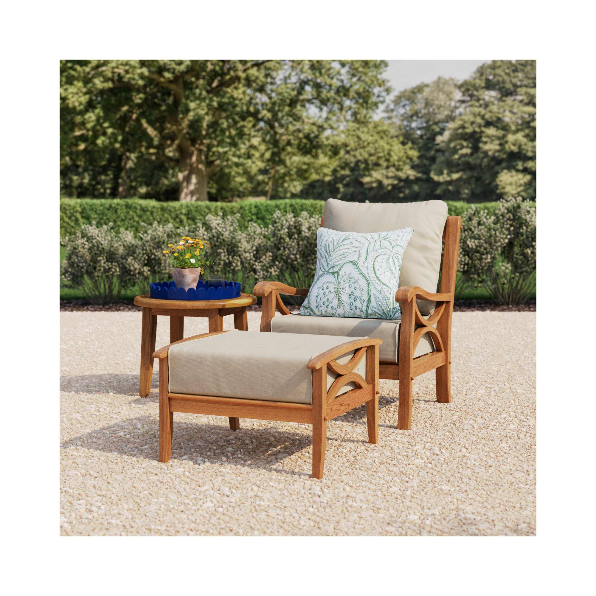 Brunswick 2 - Piece Teak Outdoor Seating Group With Cushions, Beige