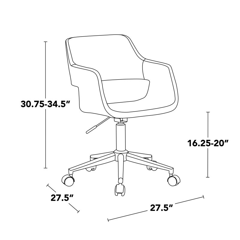 Chaise de bureau Shai, Noir, Blanc