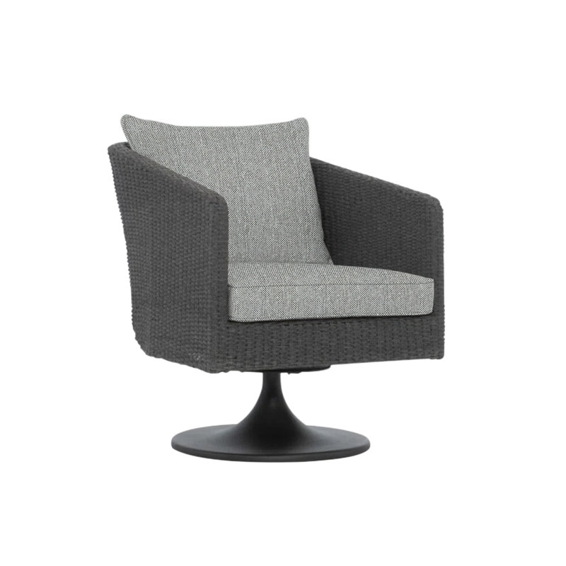 Newport Outdoor Swivel Lounge Chair, Light Grey/Dark Grey Linen 6032-110