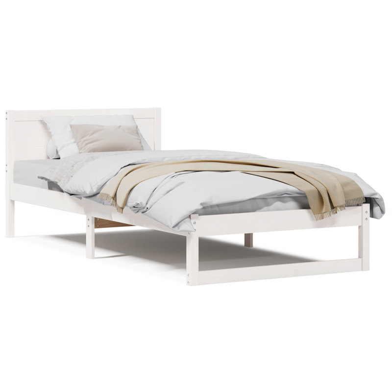 Bed Frame Solid Pine Wood 90 X 190 Cm Convertible, White