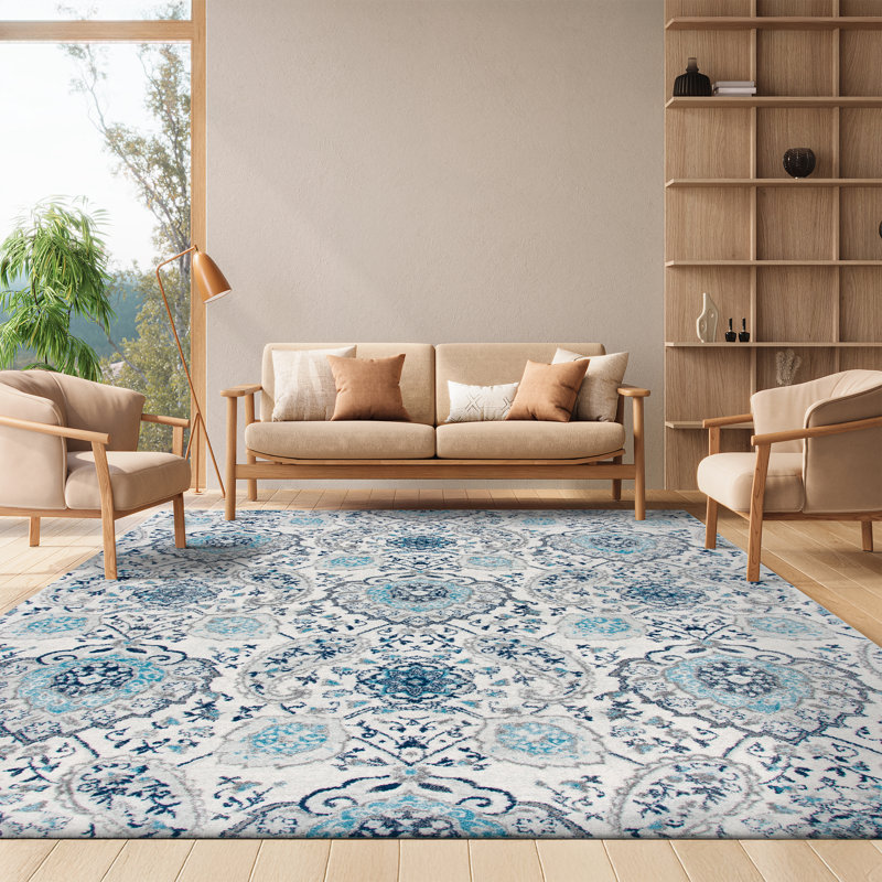 Christa Damask Cream/Light Gray Rug, Rectangle 8' x 10'