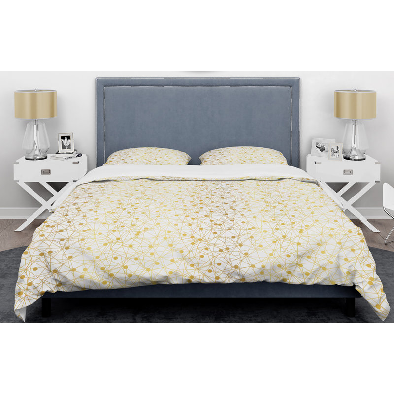 Ensemble de housse de couette à style mid-century labyrinthe ii, Housse simple + 1 taie décorative
