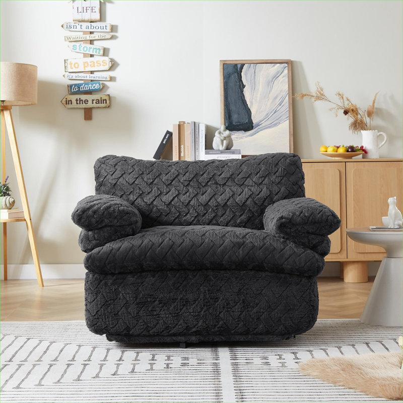 Fauteuil d'appoint rembourré en velours côtelé de luxe Corduroy, Noir