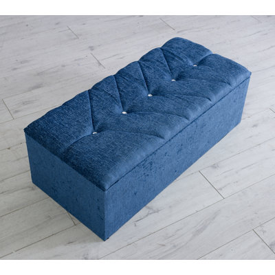 Lilah 102cm Wide Faux Leather Tufted Rectangle Solid Colour Ottoman with Storage