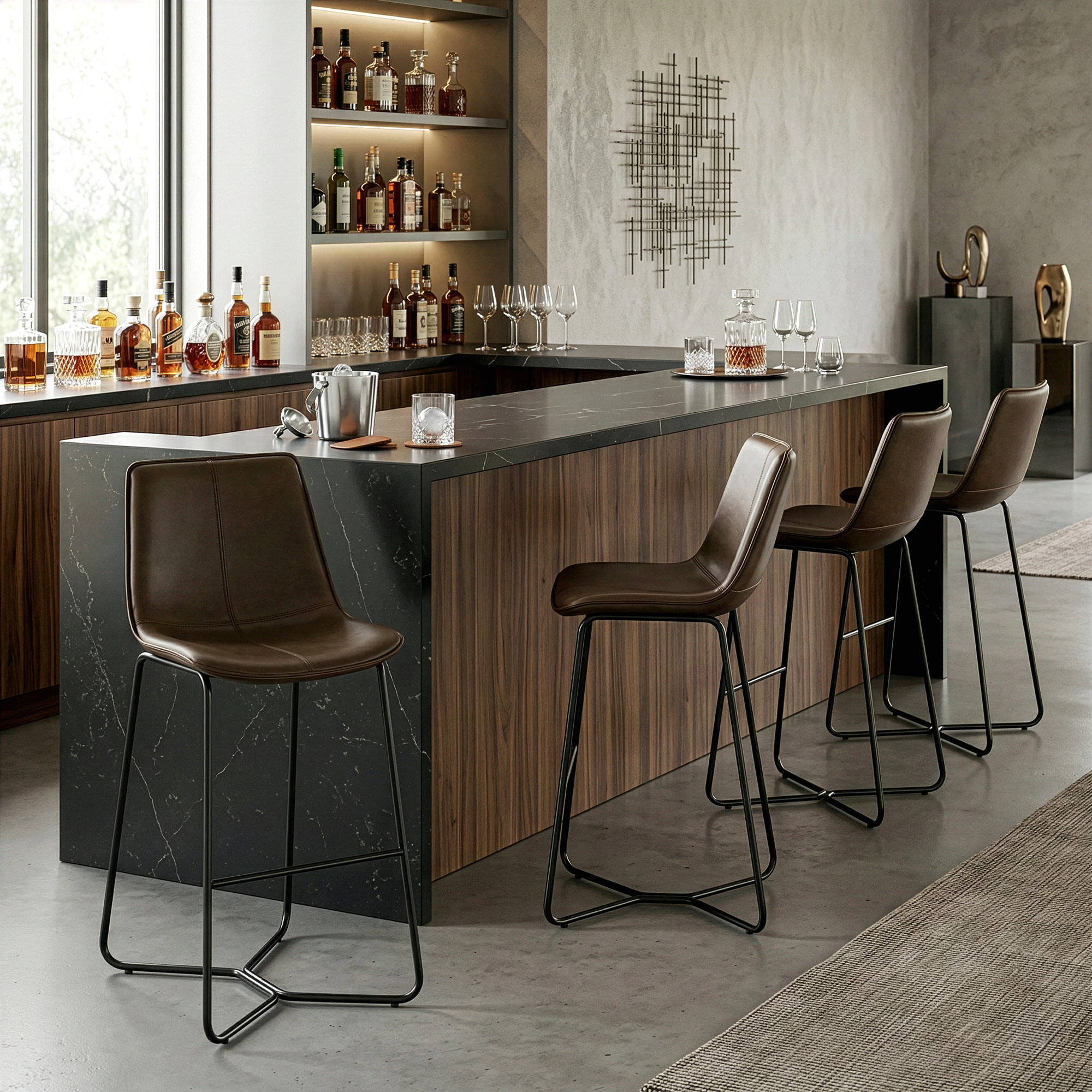 Alivia Bar & Counter Stool, Bar Stool (30" Seat Height), Brown