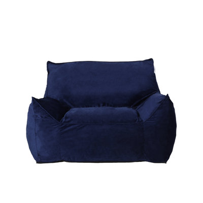 Fauteuil à billes bleu marine avec option de confort élégant. Rempli de mousse haute pour la longévité. Couvercle amovible avec fermeture à glissière. P 42 po, l 40 po, H 32 po, l 53 po Pd, Wd, H 48 po, 55 Lb Pw dans les sièges modernes