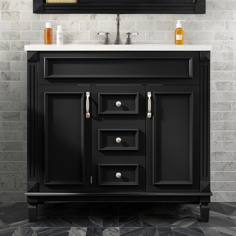 This Single-Sink Bathroom Vanity With A Top Sink Is Paired With A Modern Storage Cabinet With 2 Soft-Closing Doors And 2 Drawers. It Provides Practical And Convenient Storage, Efficient Space Utilization, And Is Both Beautiful And Functional.