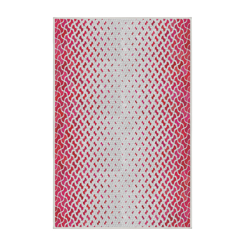 Tapis rose/zone grise à motifs, Rectangle 8 pi x 12 pi