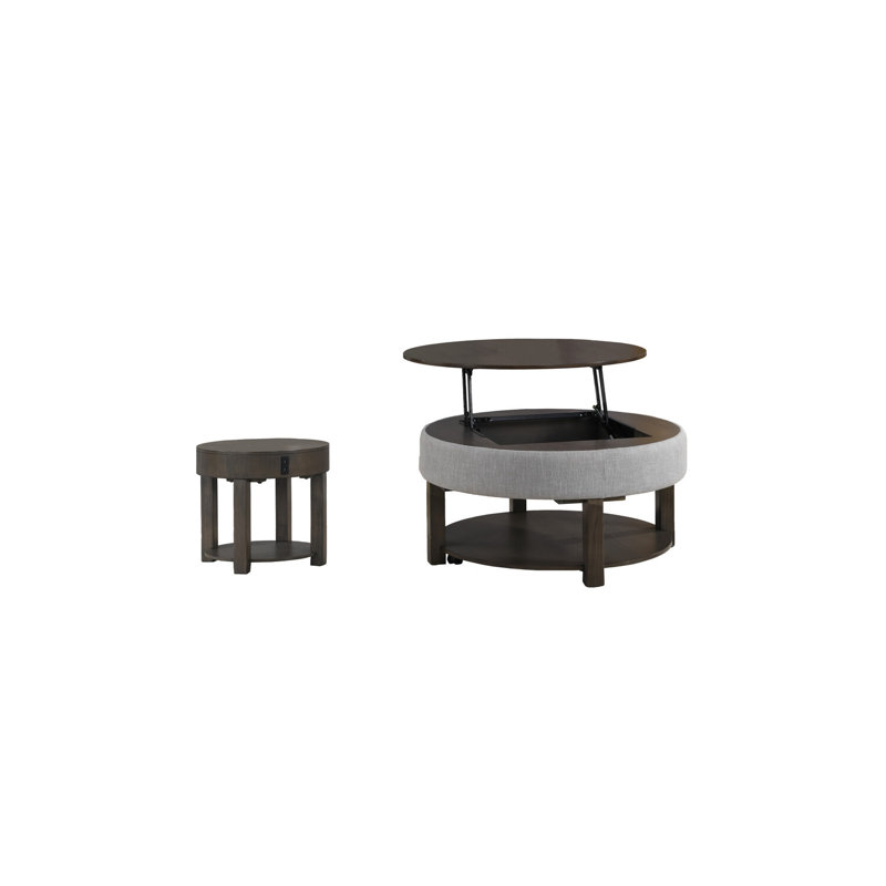 Ensemble de table basse et de table d'appoint en MDF brun clair 2 pièces Loon Peak®