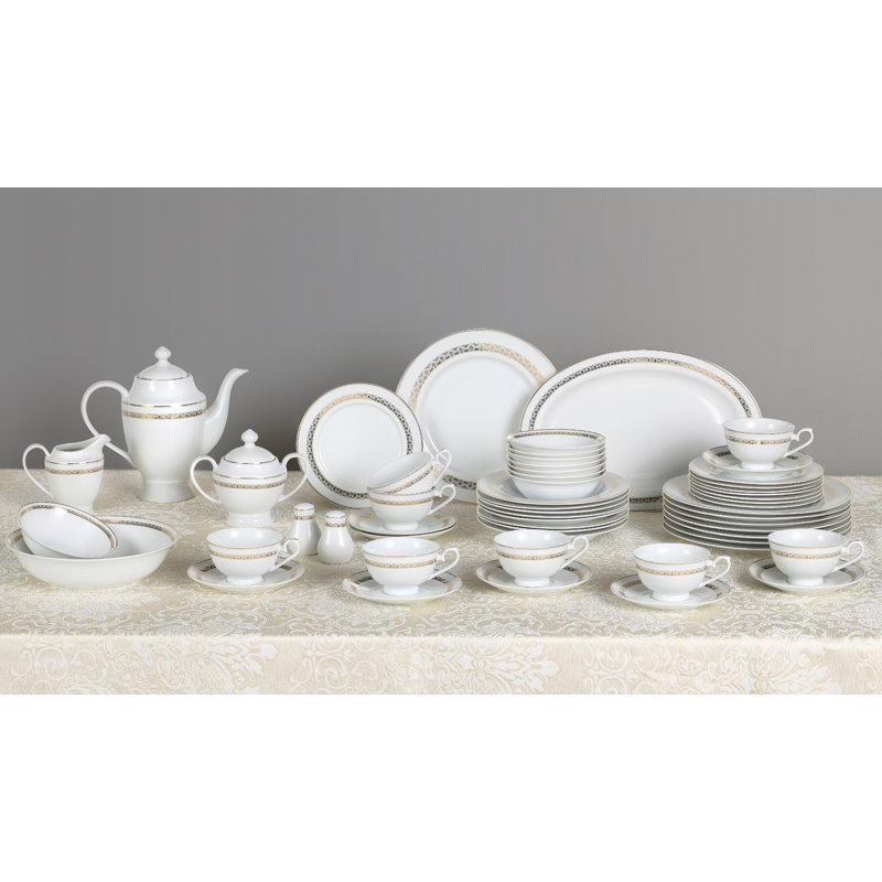 Elegant White Porcelain Round Dinnerware Set - Service for 8