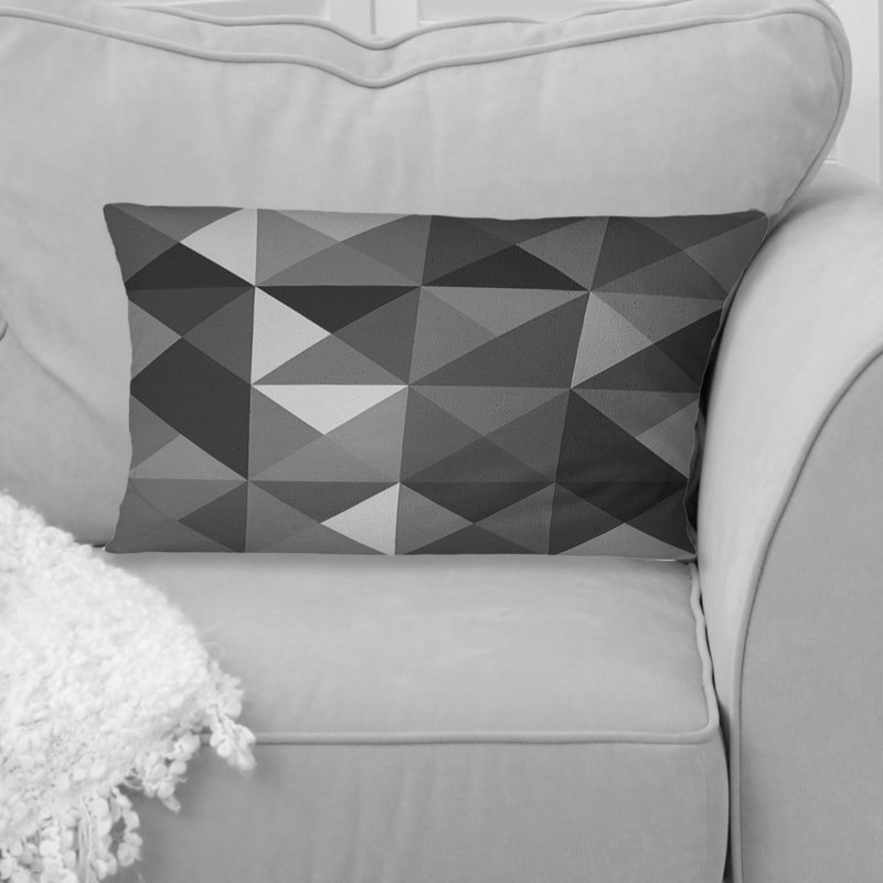 Gris et noir, triangles géométriques modernes I - coussin lombaire moderne