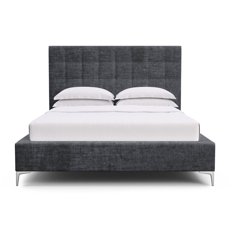 Bryant Upholstered Bed, California King, Crushed Velvet Graphite, Ebony