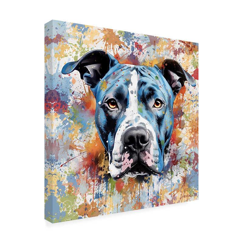 Animals Pit Bull Master, peinture sur toile encadrée, H 14 po x l 14 po x P 2 po