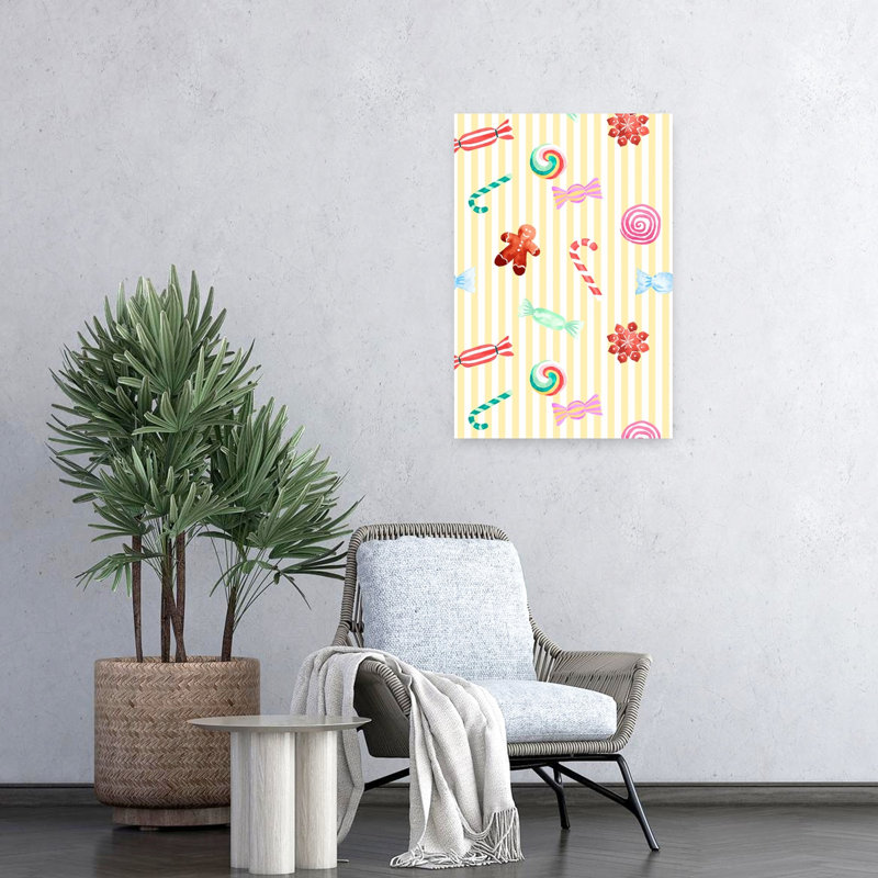 Affiche murale fantaisiste à rayures colorées et ludiques, H 24 po x l 16 po