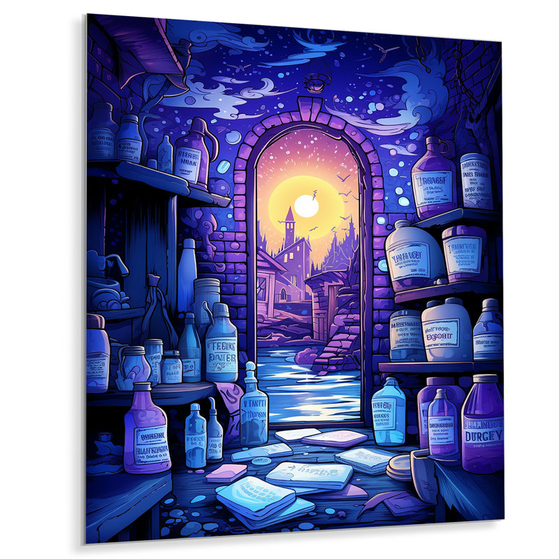 Détergent à lessive bleu et mauve - Art mural en métal, H 32 po x l 24 po x P 1 po