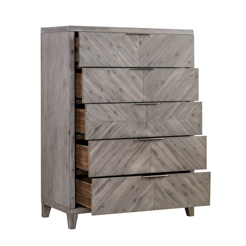 Commode en bois massif 5 tiroirs Tristian