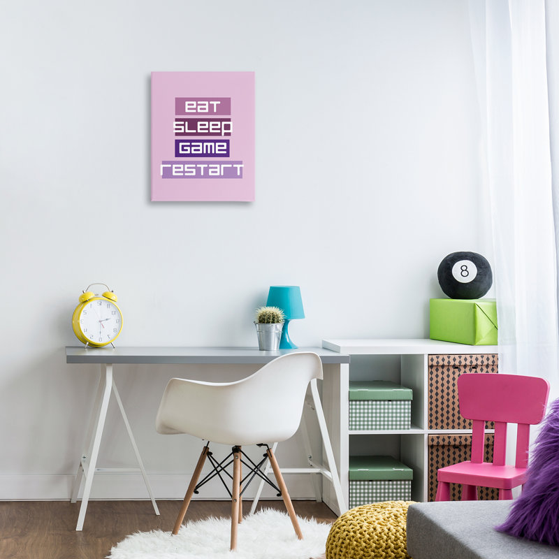 «Eat Sleep Game Restart Canvas», design par Yass Naffas Designs, H 20 po x l 16 po