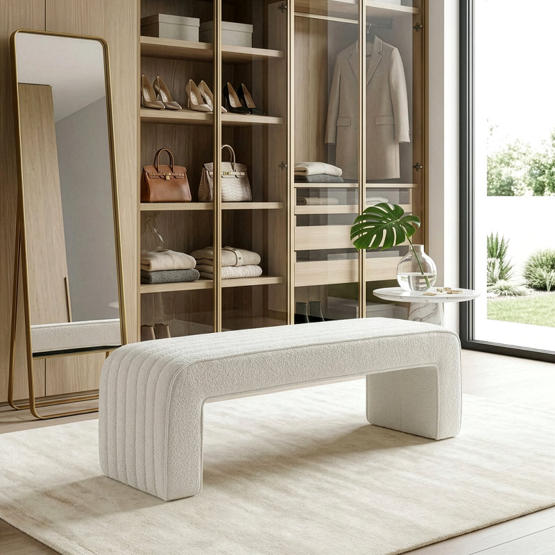 Banc rembourré Benicia, Blanc