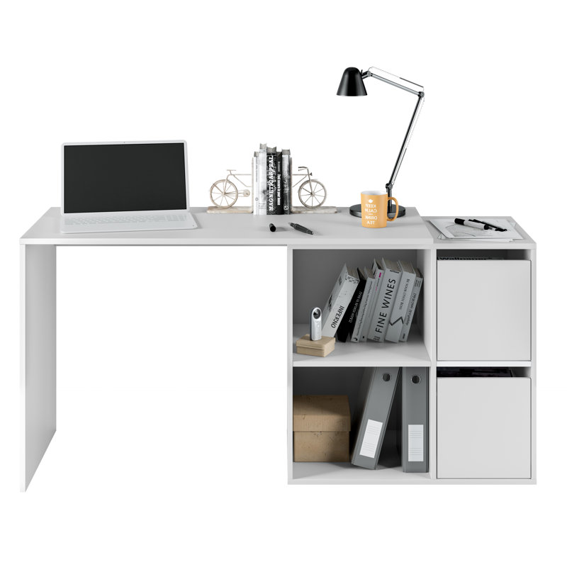Sighrik Desk Milwaukee, Modular Desk With Shelf, Multi-Position Table With Corner Assembly, 152X49H74 Cm