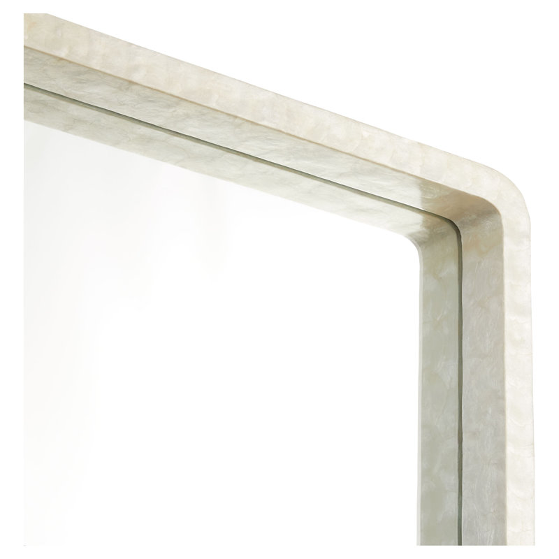 Triton Rectangle Bone Mirror, White, 54" x 38"