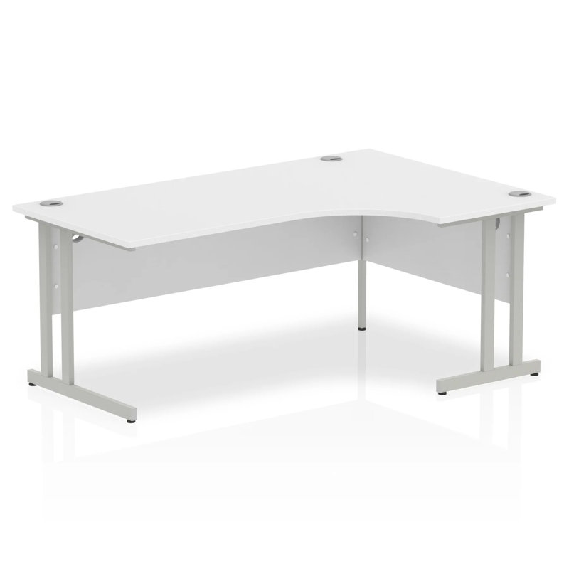 Impulse L-Shape Computer Desk, White/Silver, Right Hand Facing, 73cm H x 180cm W x 120cm D