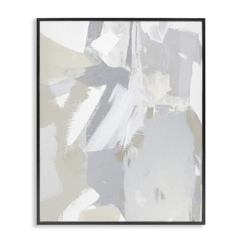 Estampe numérique grise et beige aux tons neutres, design par Rachel Springer, H 14 po x l 11 po, Giclée encadrée noir minuit