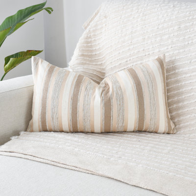 Textured Beige Striped Silk