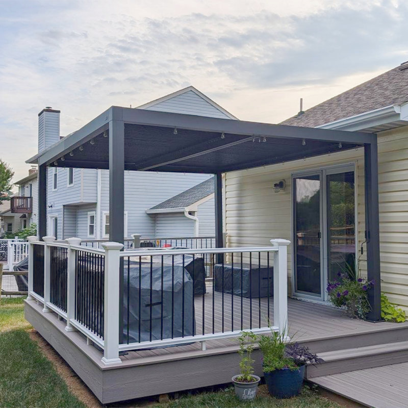 PURPLE LEAF Louvred Pergola 12' x 16' Outdoor Aluminum Pergola with Adjustable Roof for Deck Backyard Garden Grey Hardtop Gazebo