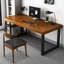 Bureau de direction rectangulaire en bois massif brun jaunâtre-1635282688-1635282690