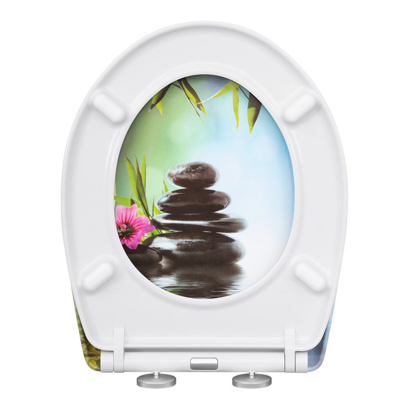 O-Shape Soft-Close Toilet Seat With Quick-Release Function And Decorative Motif, Top Or Bottom Mounting, 175Kg Load Capacity
