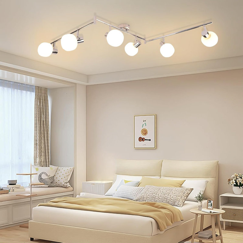 Ceiling spotlight 6-flame ceiling light living room - ceiling lamp spotlight indoor vintage glass ceiling spots E14 Morden 350° swivel spots for bedroom hallway (without bulb)