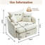 Ensemble de meubles de salon 2 pièces, fauteuil pivotant surdimensionné de 117 cm et table d'appoint à 2 niveaux en bois d'hévéa, fauteuil d'appoint en chenille avec 3 coussins et table d'appoint pour canapé