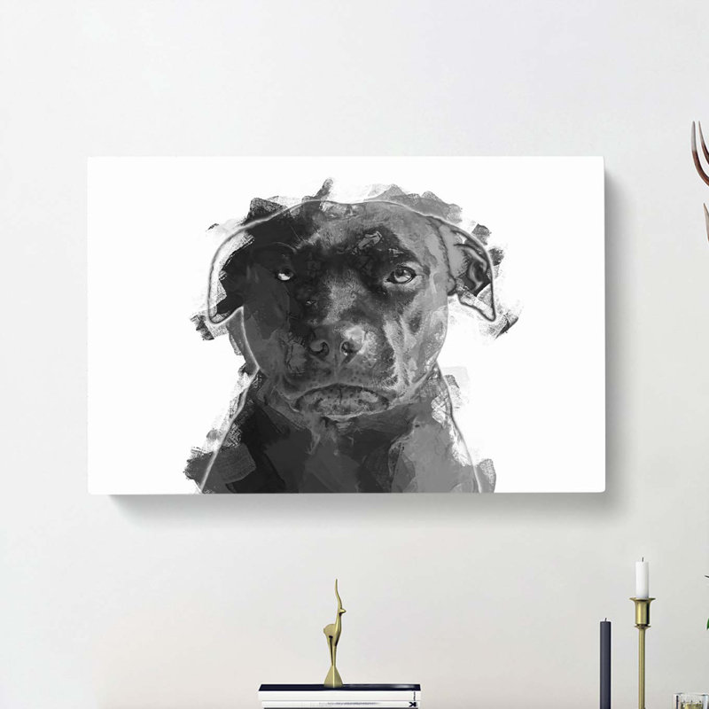 Staffordshire Bull Terrier Dog In Abstract - Wrapped Canvas, 35cm H x 50cm W x 3cm D