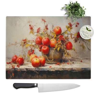 Apple Impressionism  Glass Chopping Board