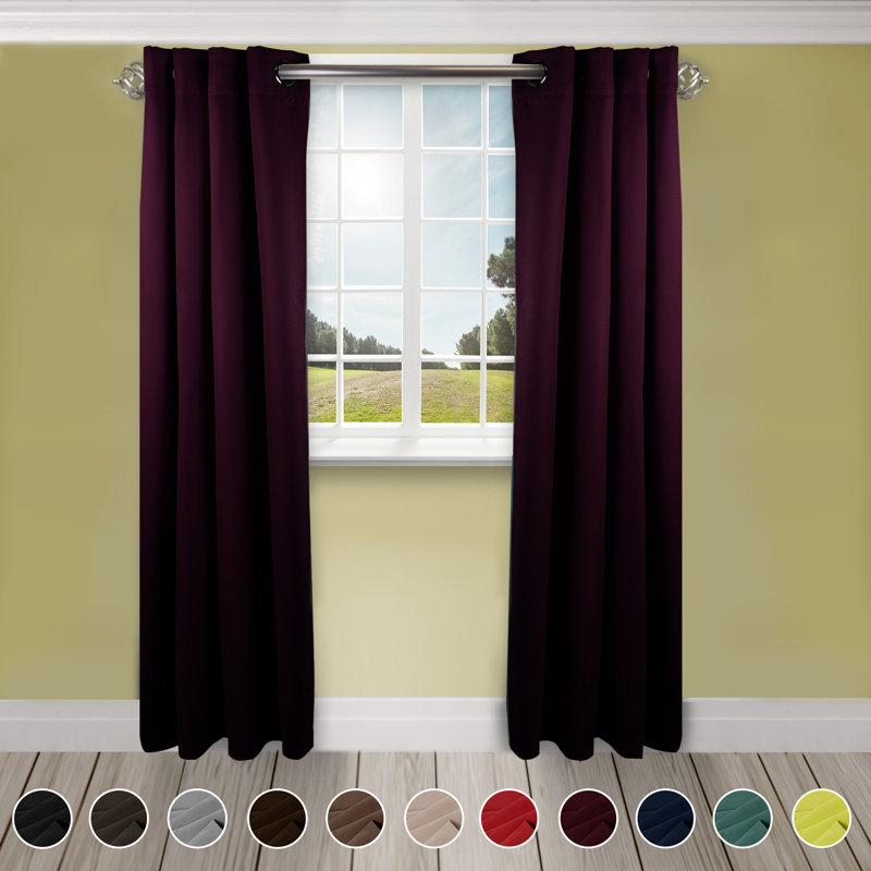 Panneau de rideau simple obscurcissant synthétique avec œillets Polen Drapery, 150 po x 96 po, Mauve
