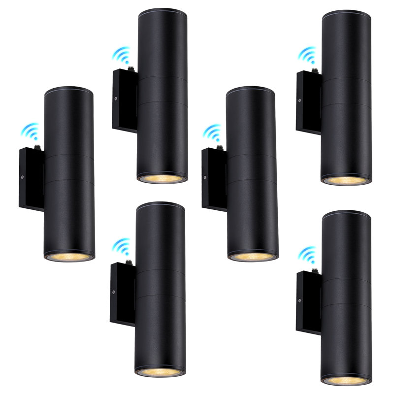 Paquet de 6 appliques murales étanches IP65 avec aluminium, Noir mat, Ensemble de 6