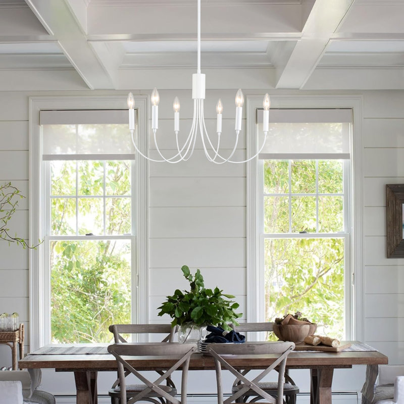 Clerise Dimmable Chandelier, White, 6
