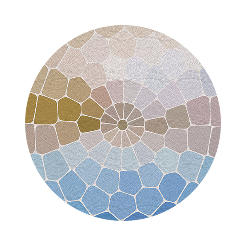 Mosaico Vegan Leather Round Pebble Placemat, Mykonos