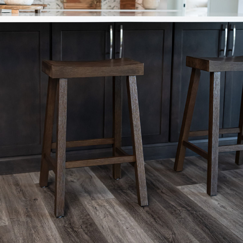 Maven Lane Vincent Wooden Kitchen Stool, Counter Stool ( 26" Seat Height ), Antiqued Brown