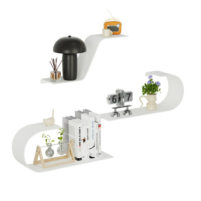 Floating Shelves Set of 3,Metal Decor, Unique Mounted Floating Shelf,White