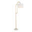 Lampe sur pied de 63 po en métal blanc et or avec abat-jour en lin blanc Leslie