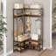 Ansby Industrial L-Shaped Hall Tree Coat Rack Stand With Shoe Storage Shelves