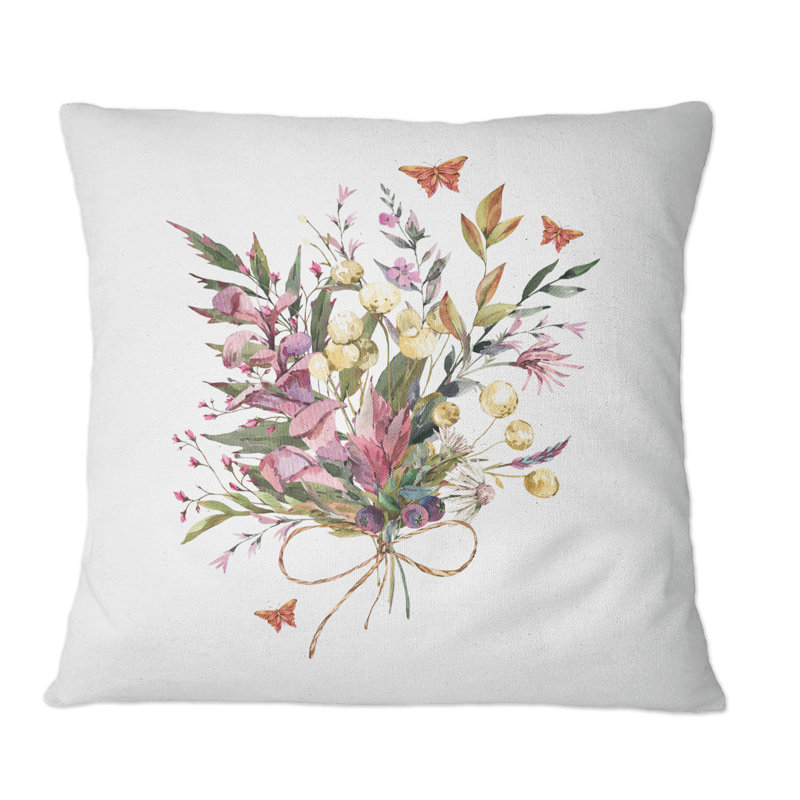 Floral Throw Pillow, 18" x 18"